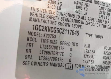 2012 Chevrolet Silverado 2500Hd Work Truck из США, поврежденный, VIN 1GC2KVCG5CZ117646